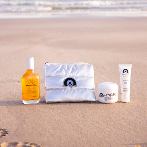 Kit Golden Sun – Bronceador + Bloqueador + Crema Post Sol + Bolsita de Regalo